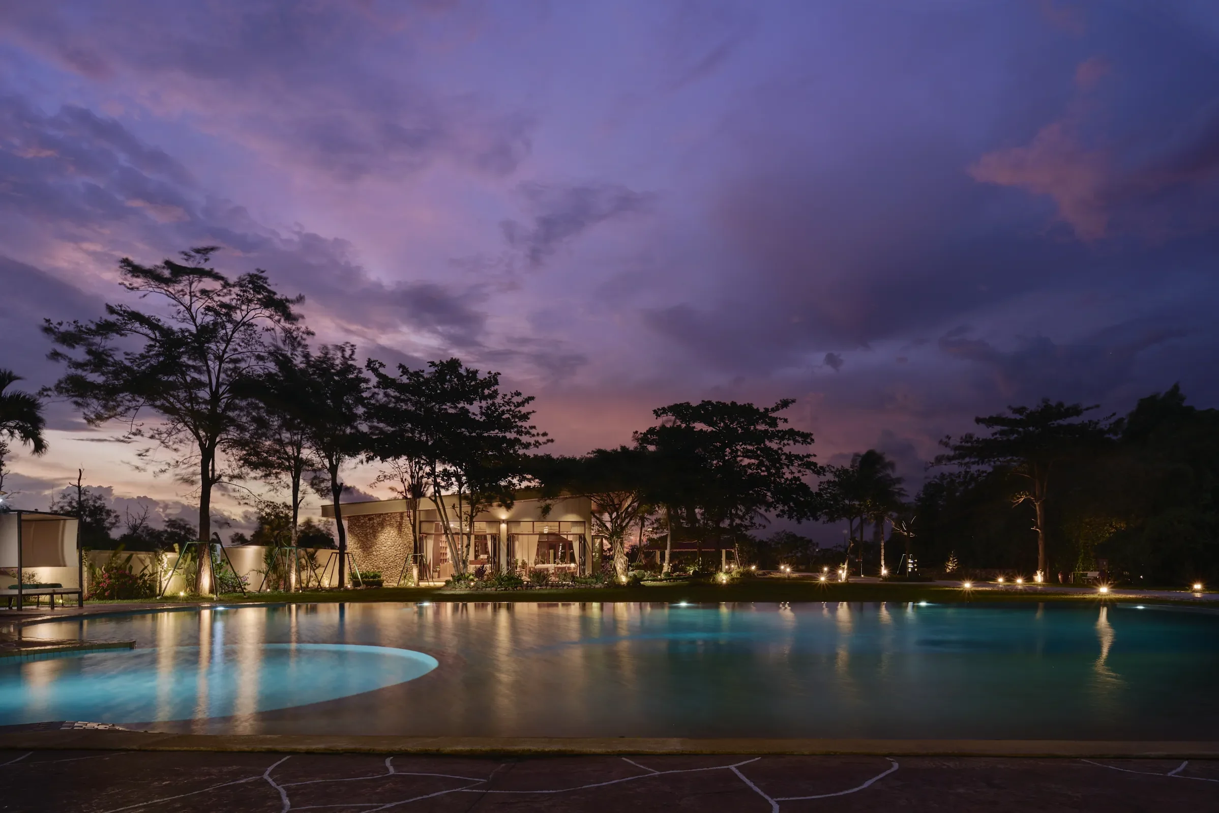 Samanea Pool at night